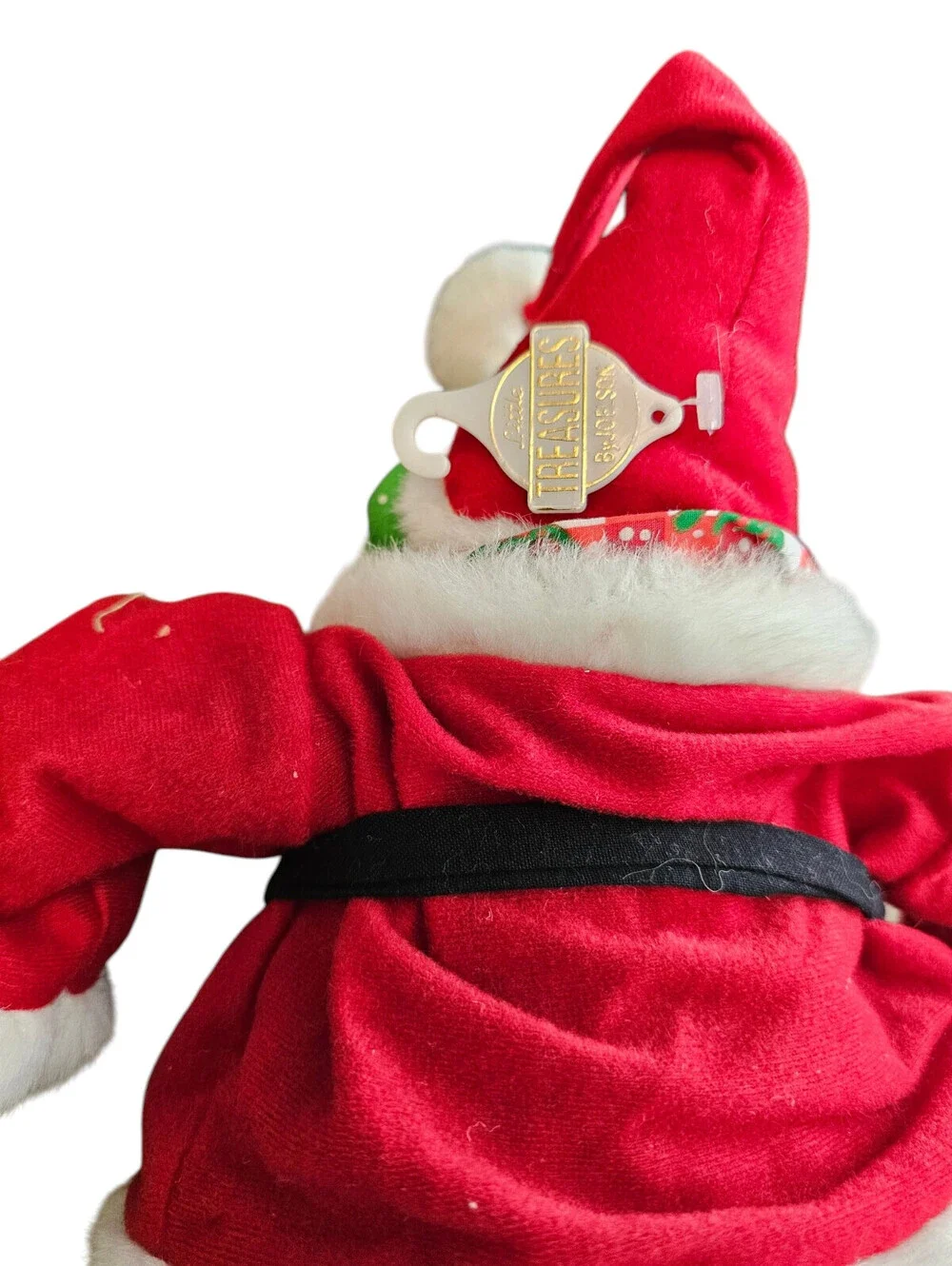 Vtg 1996 Christmas frog hand puppet dressed in a red and white Santa Claus suit